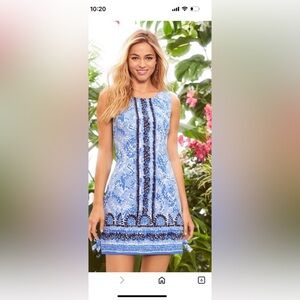 Lilly Pulitzer Mila Stretch Shift Dress Blue Peri Turtle size4